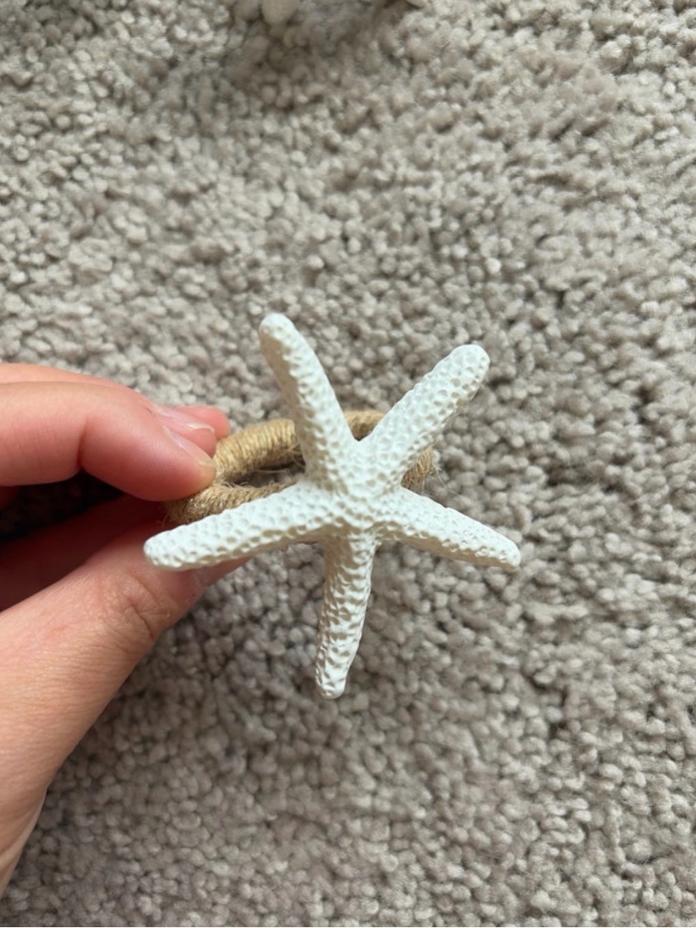 50 White Starfish Napkin Rings with Natural Rope by - Picture 2 of 2